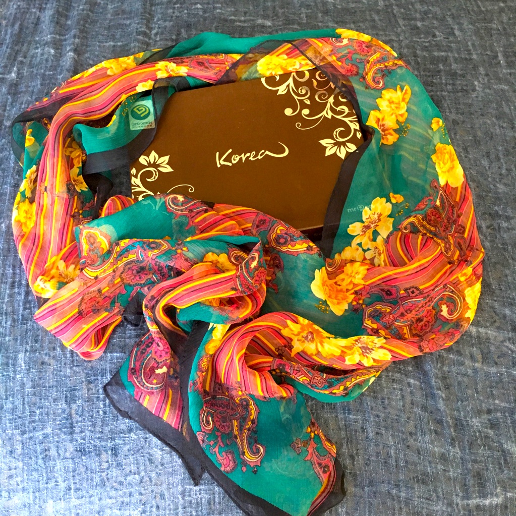 Nwt 100 Silk Scarf Made In Korea